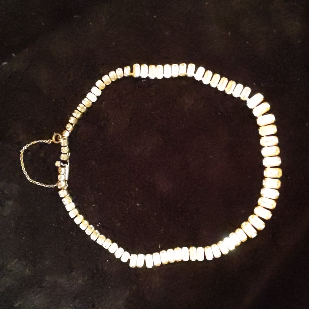 Vintage emerald cut rhinestone necklace